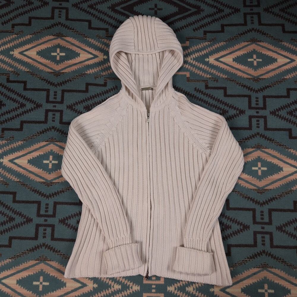 J.Crew Cable Knit Hoodie Sweater Full Zip Cardigan Extra Small Boho Cute